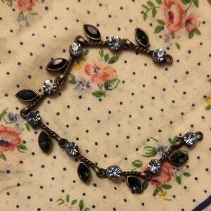 Delicate Blue Crystal Leaf Bracelet - VTG Women Jewelry